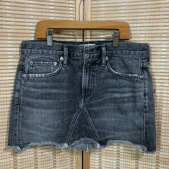 Agolde Jeanette Denim Mini Skirt Grey Size 26 - Picture 3 of 6